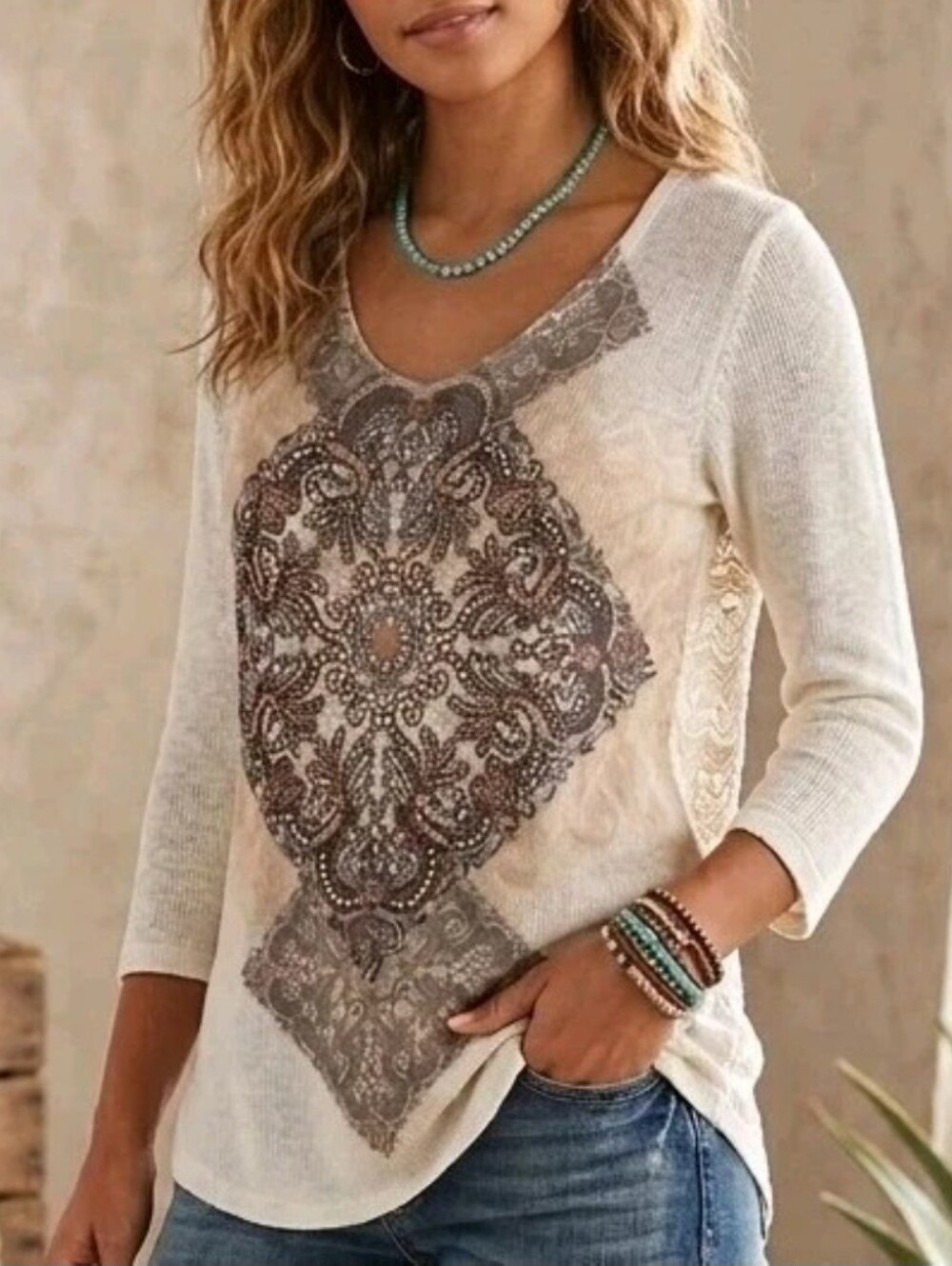 Y2K VOCAL Tunic Top XL Rose Paisley Crystal Rhinestone Beaded Fairy Grunge Rock